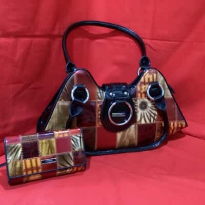  Serenade Beverly Hills Collection Patchwork Patent Leather Handbag and Wallet