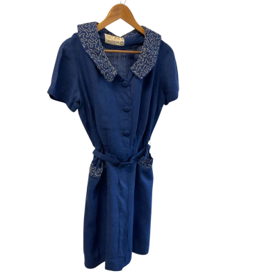 “Trevola”  Women's Vintage dress - size 12 / 14 Blue 