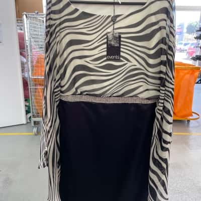 Events Dress Size 16 Black & Zebra Print NWT 