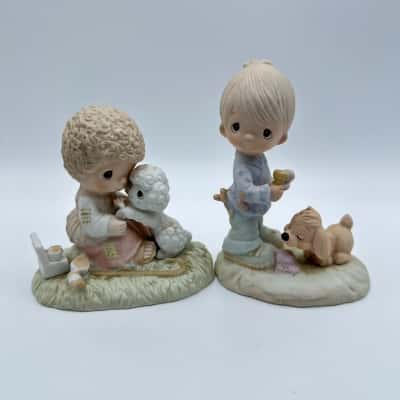 2 Vintage Johanthan & David " He Careth for you" & "Praise The Lord Anyhow" Figurines