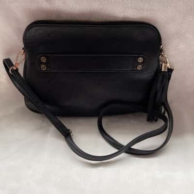 Jendi Women’s Black Cross Body Bag / Shoulder Bag with Black Tassel Detail