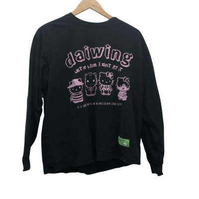  Daiwing  Hello Slasher Kitty Unisex  Size S Black  Long Sleeve top