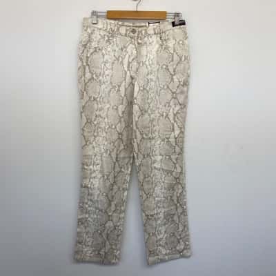 Michelle Beige Animal Print Slim Leg Pants  Size 14