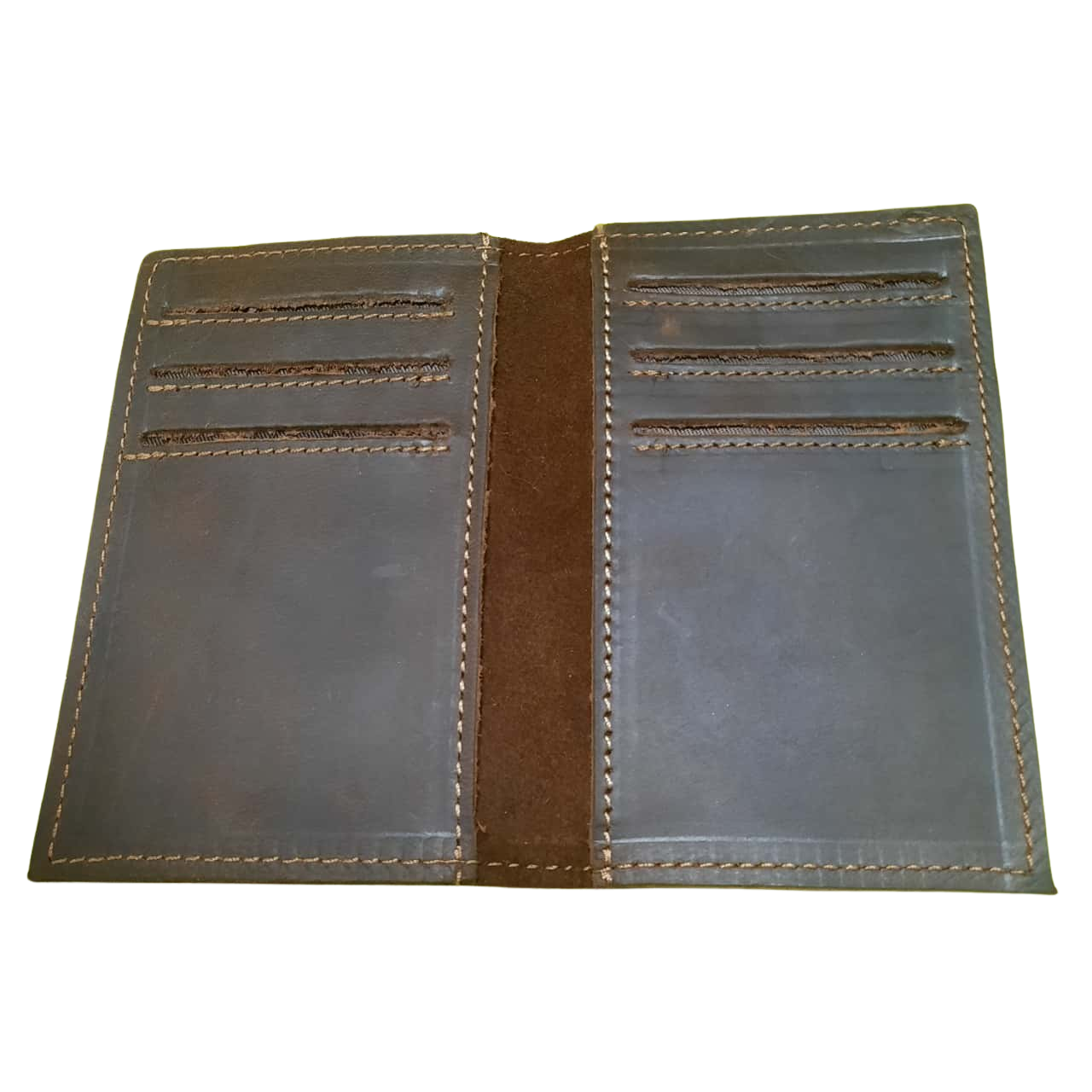 Men's Small Leather Good Wallet Card Slot Hide Suede Brown (s)