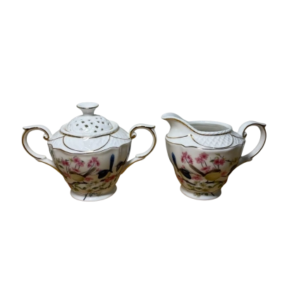 Blue Wren Sugar and Creamer set Bone China