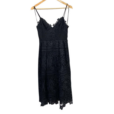 Seed Heritage Womens  Size 8 Shoestring Strap Dress Black  RRP $249.95
