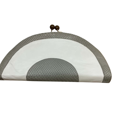  Womens  Vintage Rahael Lalato Clutch / Shoulder Bag Grey / White 