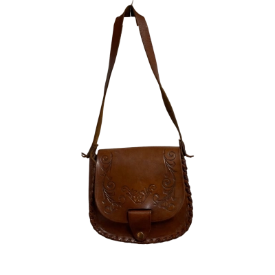 Vintage leather tooled handbag. Womens 