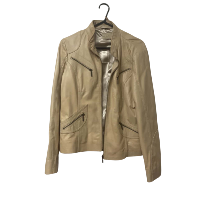 Womens Siricco Size XXL Tan Leather Jacket with Zips