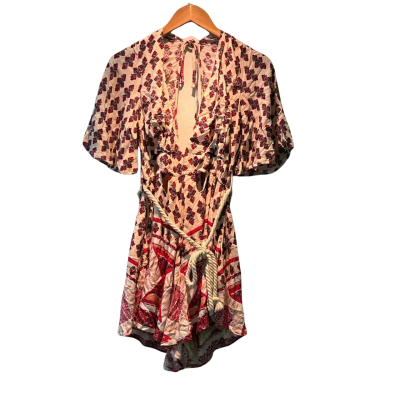 Morning Mist Womens  Size 8 Playsuit Cream / Floral / Maroon 