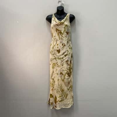 Zara Womens  Size M Midi Dress Beige / Floral 