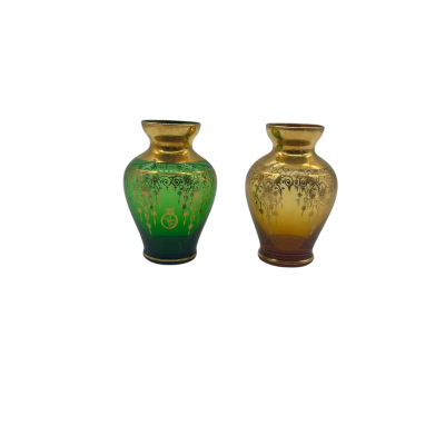 Yellow and Green Glass Vases