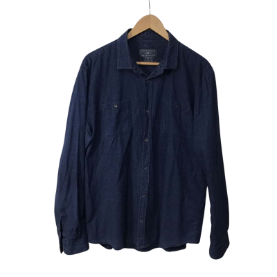 Brunswick Garments Mens Size XL Blue Self Pattern Long Sleeve Shirt