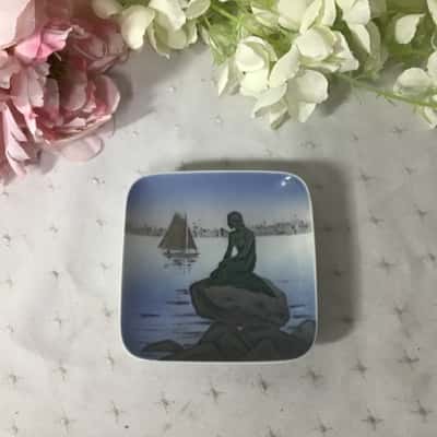 Vintage Royal Copenhagen Langelinie Little Mermaid Small Square Trinket Dish
