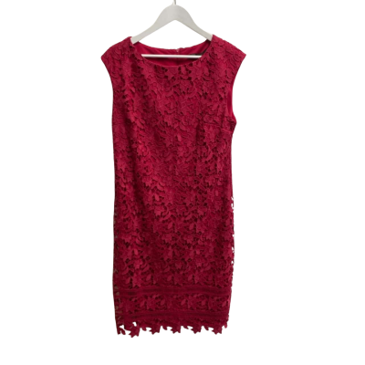 Liz Jordan Womens  Size 14 Casual Carlotta Dress Beetroot Purple/ Lace 