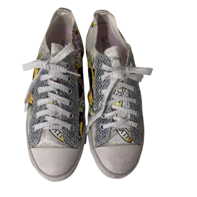 Ed Hardy White Embellished Sneakers Size 8/ 39