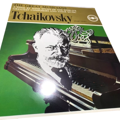 a vintage collectible from "The Great Musicians" weekly series, specifically Volume No. 5 focusing on Tchaikovsky (Part One)
