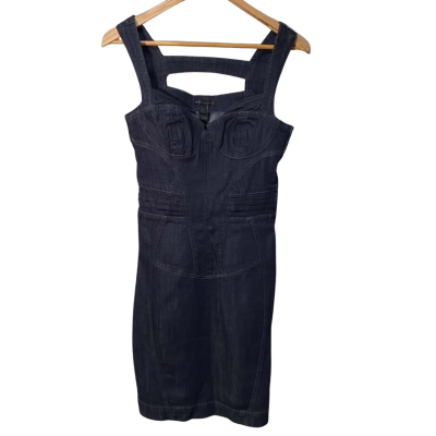 Mango Size M Navy Blue Denim Dress