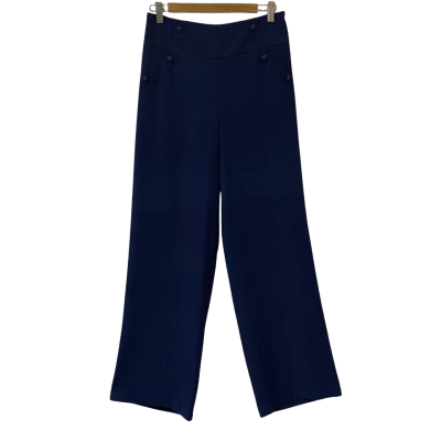 Review Womens  Size 8 Straight Leg Pants Navy Blue 