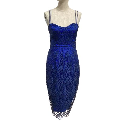 Asilio Lace  Size 10 Shoestring Strap Dress Black  / Blue 