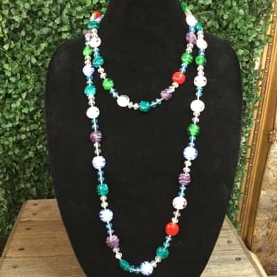  Womens Handstrung Beaded Necklace Multicoloured 