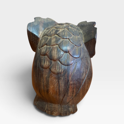 Vintage hand carved wooden owl