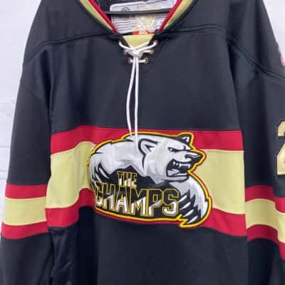  The champs Mens  Size L Jersey Beige / Black  / Maroon 