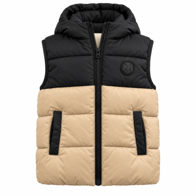 Milkshake Kids Black & Beige Hooded Puffer Vest – Size 4