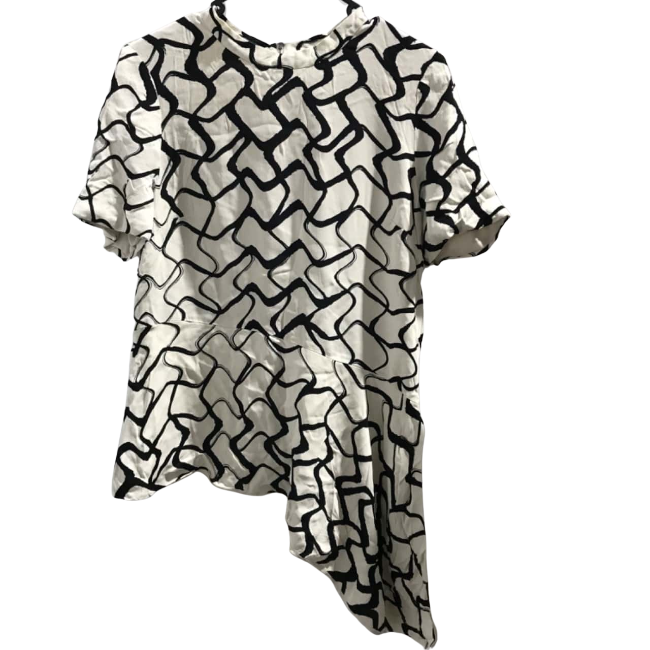 Country Road Womens Size S Asymmetrical Short Sleeve Top Black / Cream