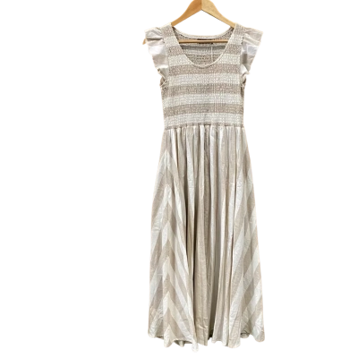 Mister Zimi White/Beige Striped Shirred Dress Size 10