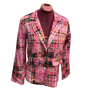 Orientique Womens  Size 10, 100% Cotton Pink Flower Tartan Coat 
