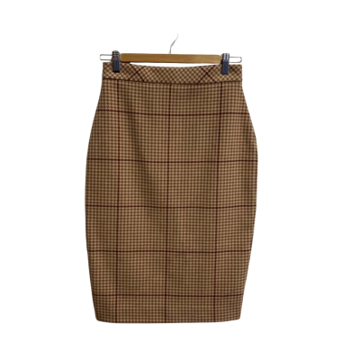 Cue City Womens  Size 8 Midi Skirt Brown / Checked 