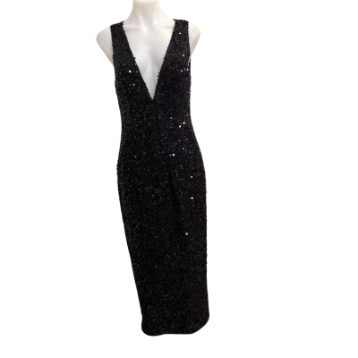 Misha Collection Womens  Size 10 Sequin Cocktail Dress Black  