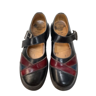 Women’s Dr Martens Size 6 Flats Black Rare vintage tri Color T-bar 