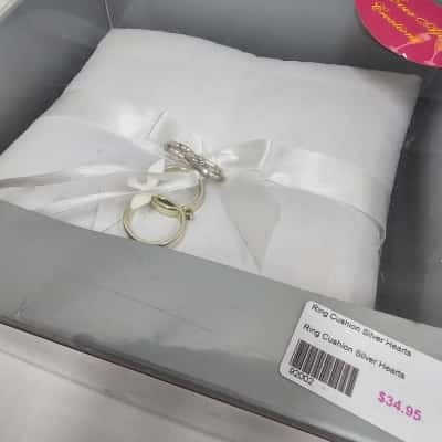 Ever After Creations Ring Cushion Silver Hearts