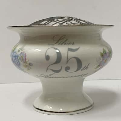 Silver 25th Anniversary Chelson China flower pot