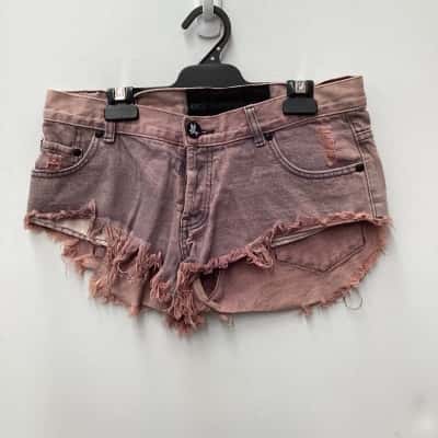  Oneteaspoon Womens  Size 8 Denim pink  cutoff  Shorts 
