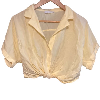 Zara crop cotton shirt  Size 13 Yellow 