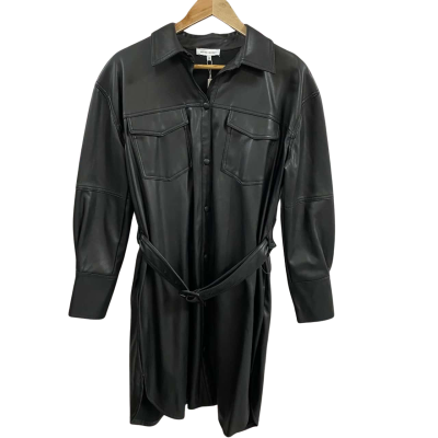 Wayne Cooper Womens  Size 10 Leather Coat Dress Black  