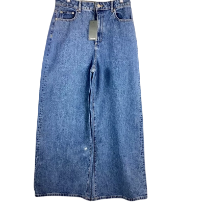 Country Road Curved Wide Jeans - Mid Blue Wash Size 10