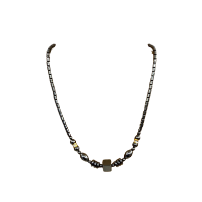 Vintage Womens Beaded Necklace Black Hematite Beads  