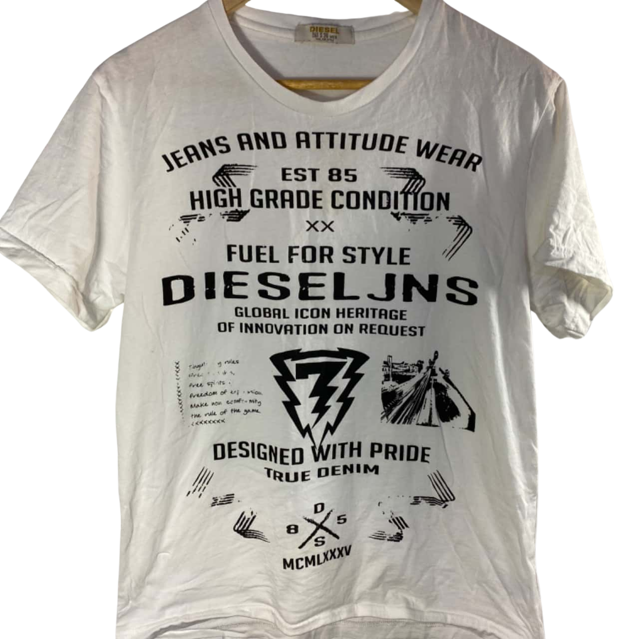 Diesel Mens T Shirt Size S White