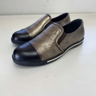 Zizi Black Gold Leather Toe Cap Shoes Size 40 