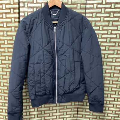 Calibre Men’s Quilted Bomber Jacket Size M Black Front Zipper