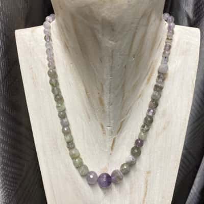 Round Faceted Crystal Bead Graduated Necklace  