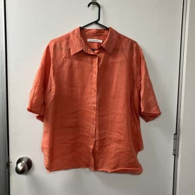 Sportscraft Womens  Size 12 Short Sleeve Shirt Orange 
