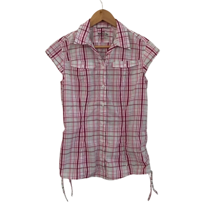 Kathmandu Womens  Size 12 Button Up Top / Short Sleeve Top Gingham / Green / Maroon / Pink  / White 