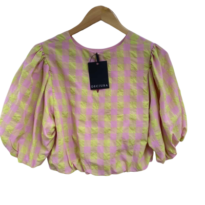 Decjuba Womens  Size 10 Cropped Top / Party Top Pink  / Yellow 