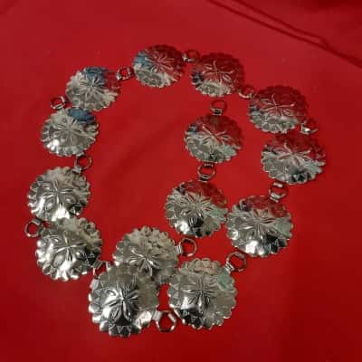  Womens Silvertone metal  Boho inspired  tin belt