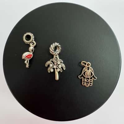 Set of 3 Silver Tone Pendants 